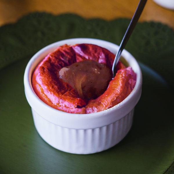 Blackberry Soufflé with Molten Chocolate Filling