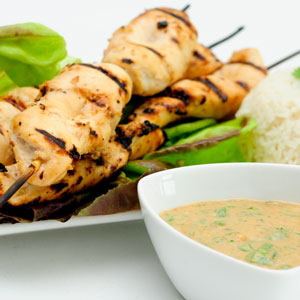Shareable Appetizer, Chicken Brochette with Curried Peach Sauce