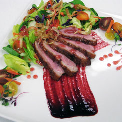 Black Currant Vinaigrette on Smoked Duck Salad