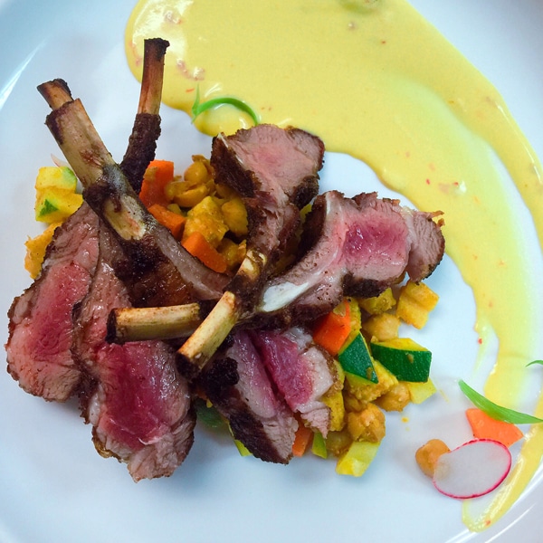 Roasted Lamb with Baharat and Mango Sambal Yogurt