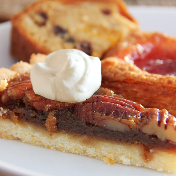 Pecan Pie with Peach Ginger Chantilly Cream