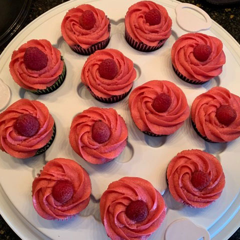 Dark Chocolate Cupcakes with Red Raspberry Icing