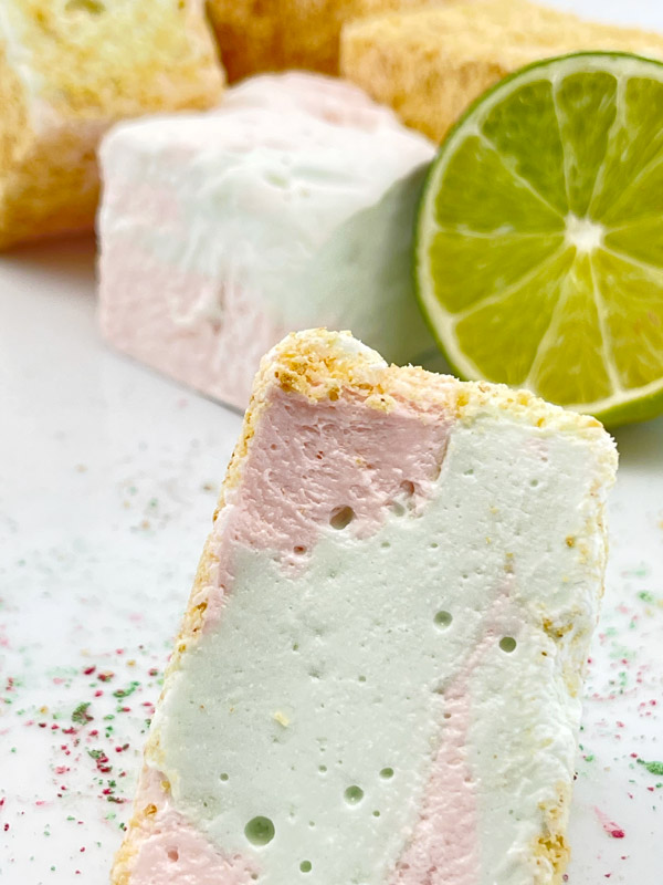 Pink Guava and Key Lime Swirled Marshmallow