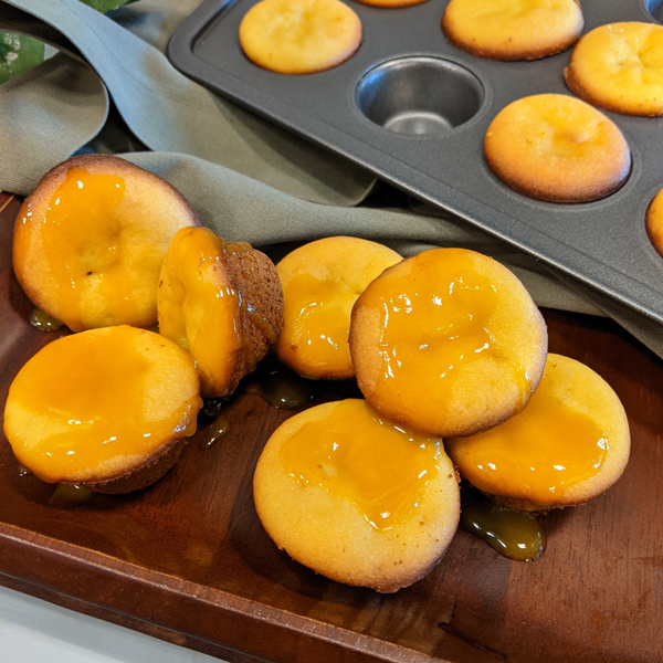 Naturally Colorful Mango Passion Fruit Butter Mochi by Liza Cheng