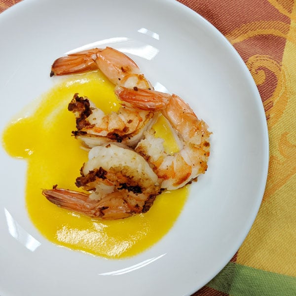 Argentinian Shrimp with Mango Passion Fruit Beurre Blanc - The Perfect Puree of Napa Valley