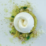 Plated Dessert of Pistachio Lime Cake with Lime Ice Cream 600x600-01