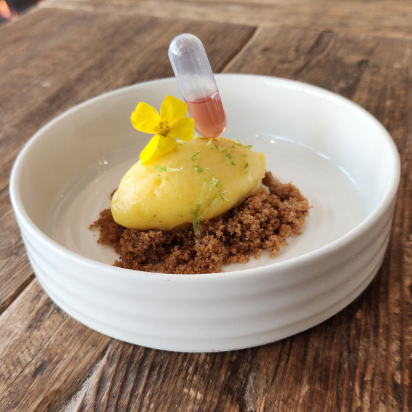 Plate to Palate: Mango Sorbet with Bacon Tajin & Strawberry Rose Water by Chef Ben Diaz | 📷: Chef Ben Diaz