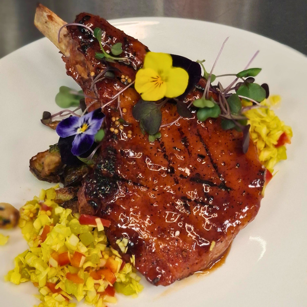 Kentucky Sorghum & Peach Ginger-Glazed Pork Chop